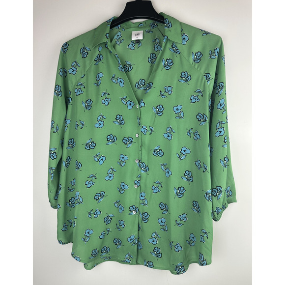 Cabi Kelly Green Floral Blouse Go to Top 3/4 sleeve V-Neck #5891 Women's Medium - Picture 8 of 9